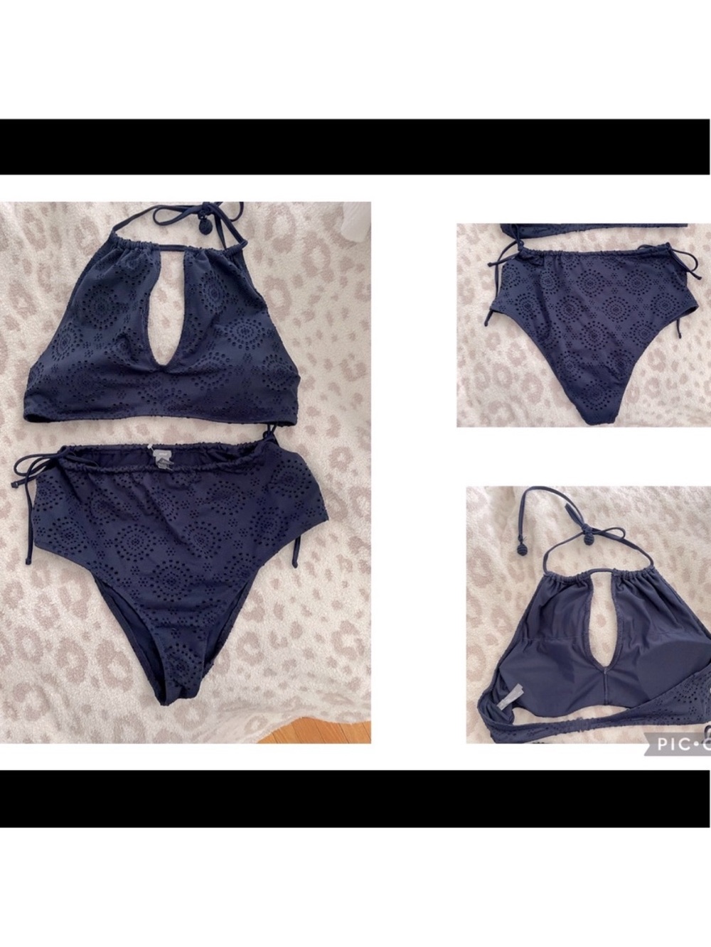 Aerie | navy crochet look high waisted bikini set